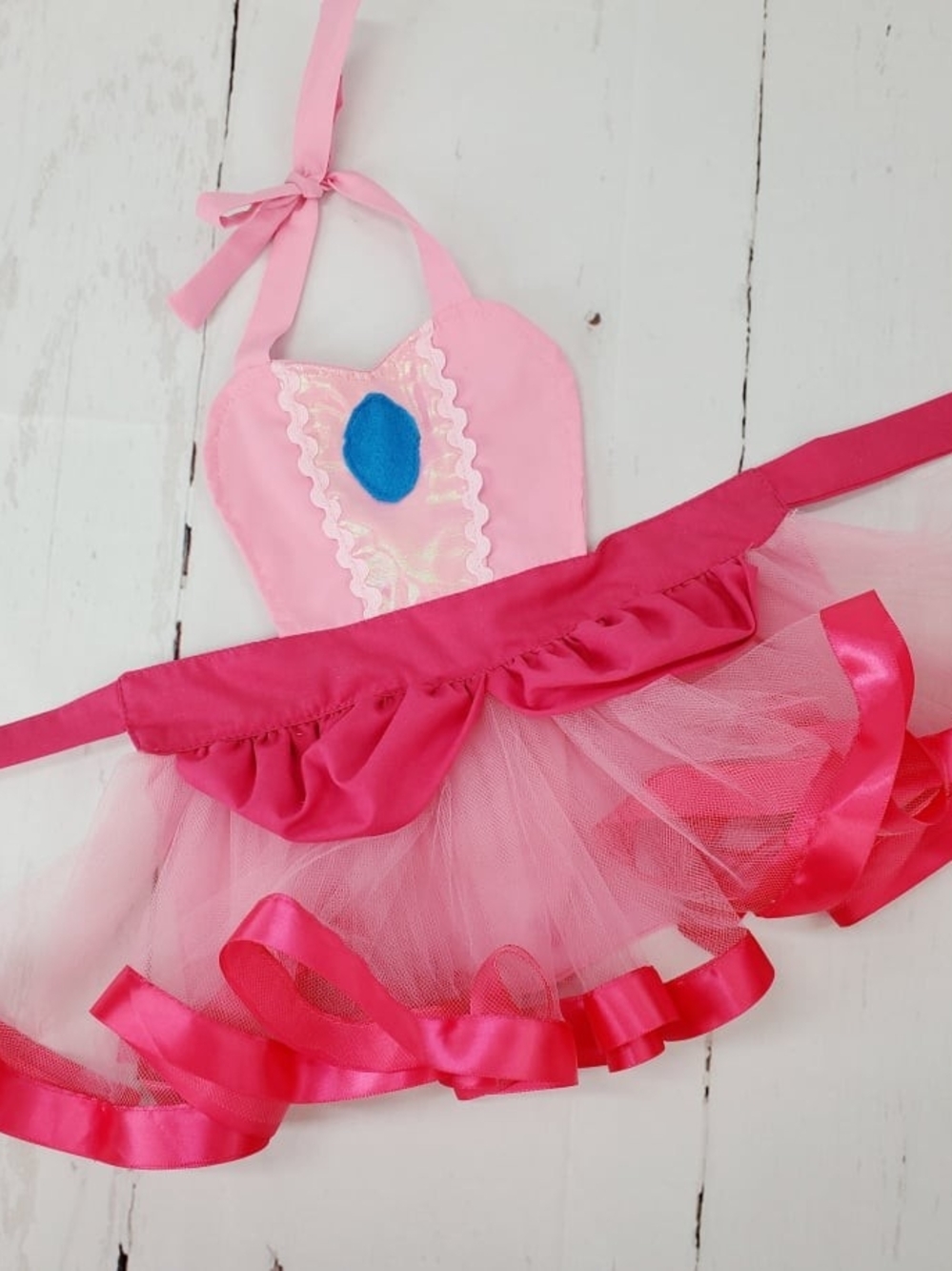Baby Princess Peach Halloween Costume Tutu Apron Super Mario Handmade 6/12m - Picture 2 of 3